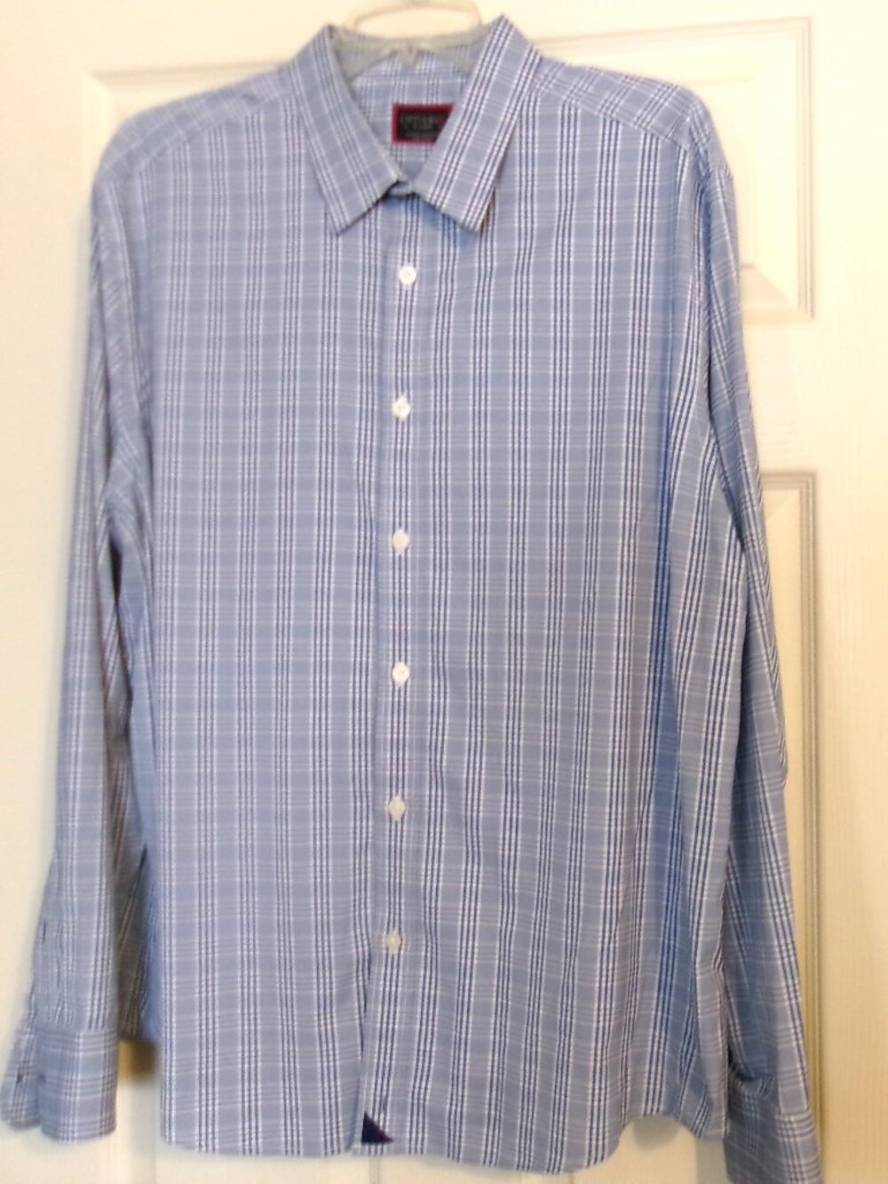 Men's UNTUCKIT Morisoli Blue Plaid Long Sleeve Shirt Size XL Excellent